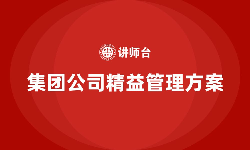 集团公司精益管理方案